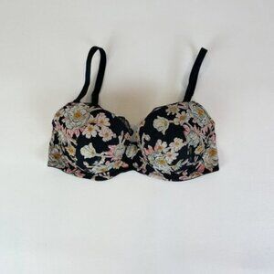 NWOT Victoria's Secret Bra 32DD Dream Angels Lined Demi Black Floral B1667